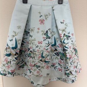 Ted Baker Light Blue Floral A-Line Skirt